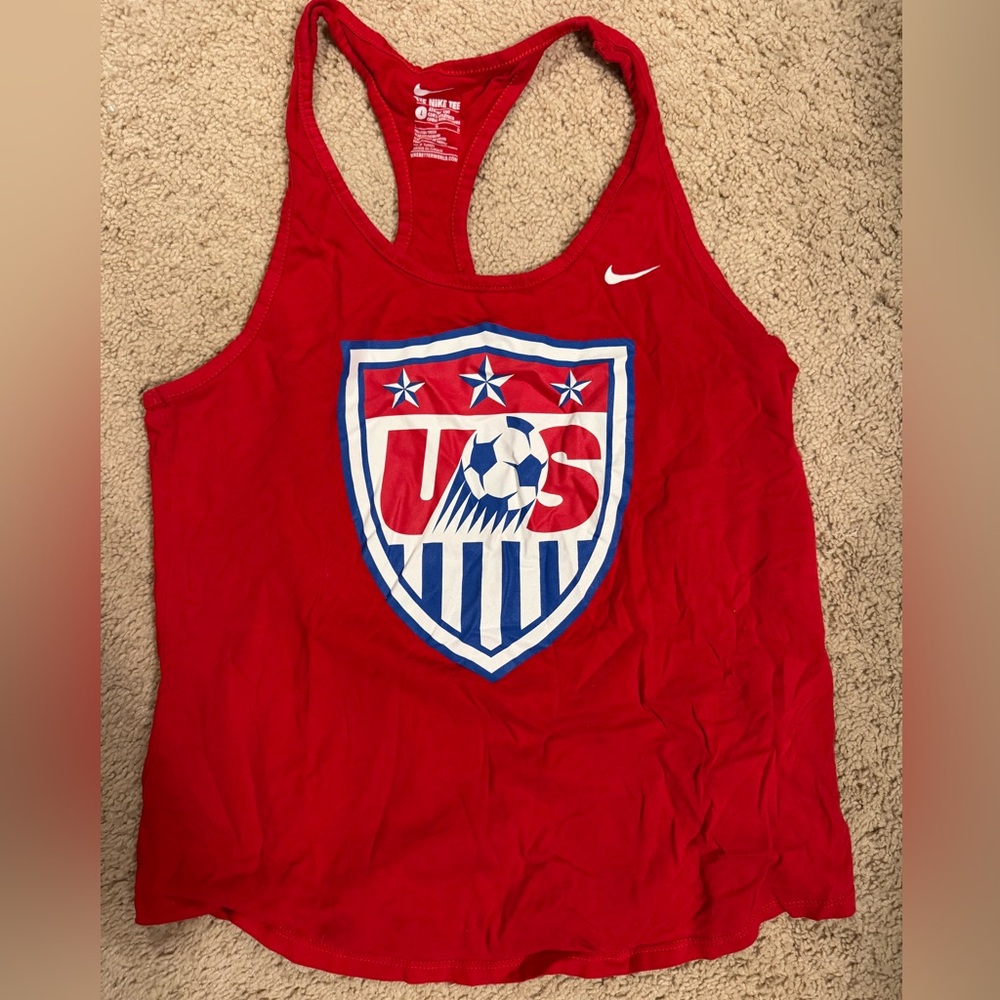 Nike Red US Soccer Sleeveless Tank with Crest